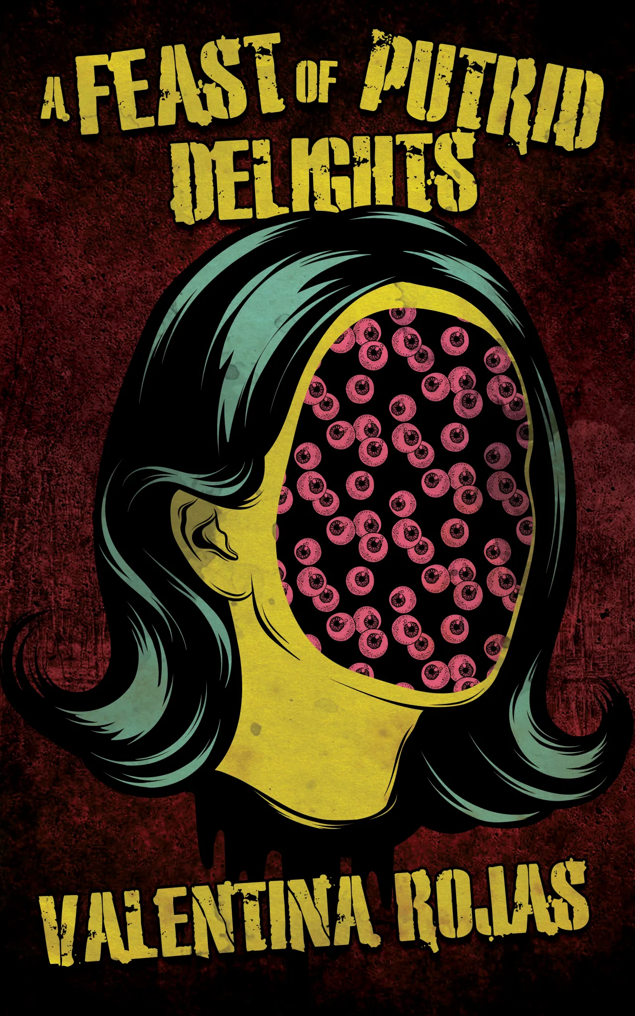 Gothic book cover 'Whispers of the Damned' with intricate bloody lettering on black background
